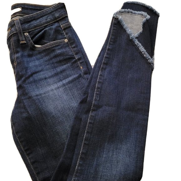 Joe's Flawless The Icon Mid Rise Skinny Ankle Jeans Waist 24 Dark Wash Fringe - Picture 4 of 9